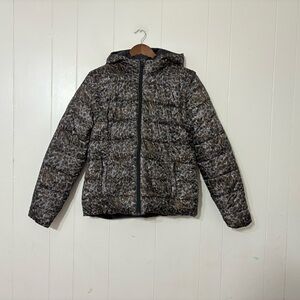 Charlie B Four Way Puffer Leopard Print Winter Chic Outdoor Jacket Vest Size M